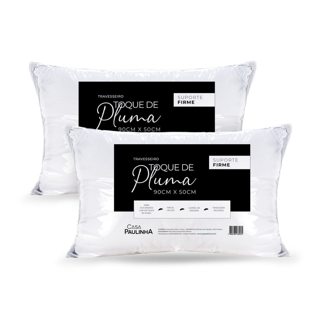 Kit Travesseiros Plumax - 180 Fios - Firme Alto e Confortável - Ninna