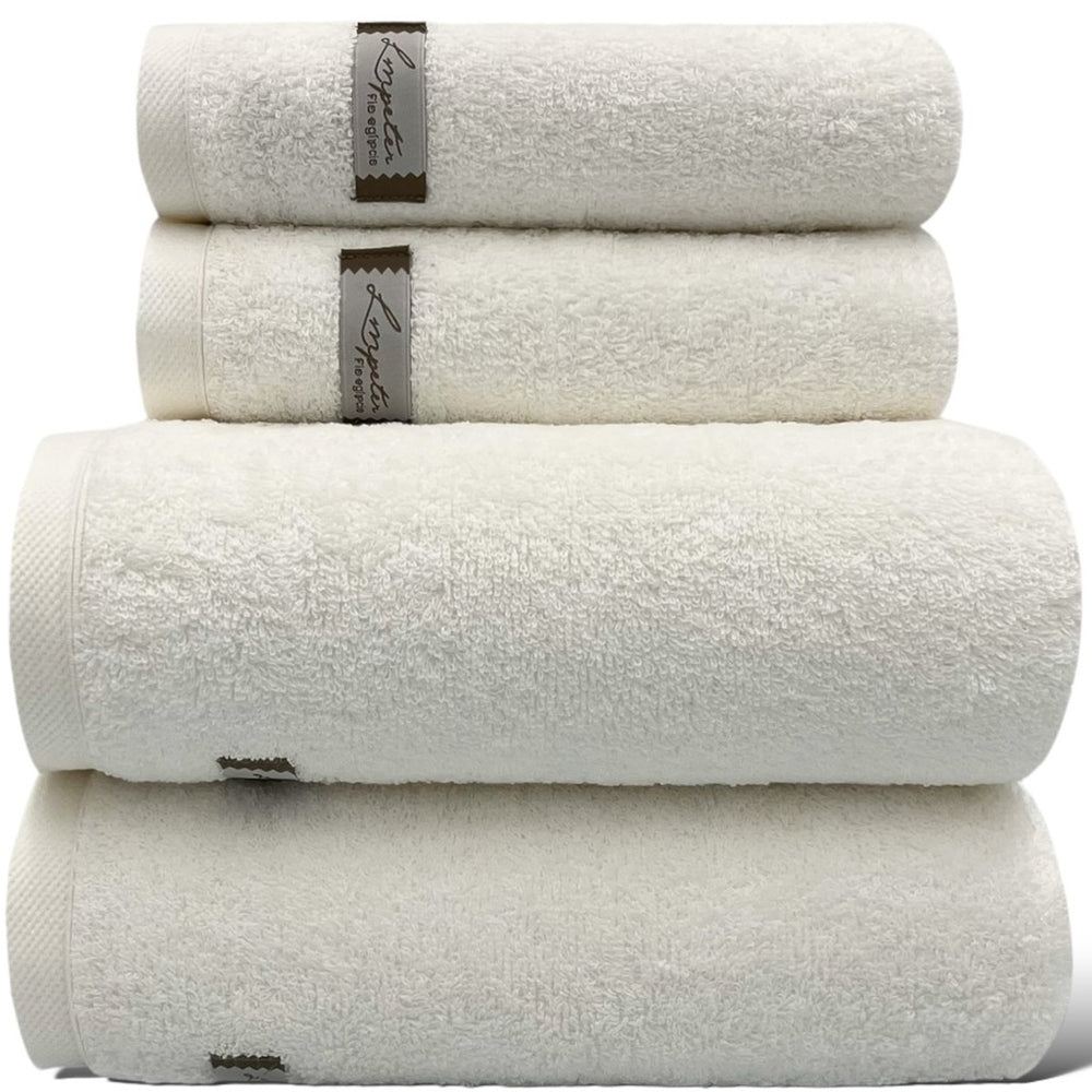 Jogo de Toalhas 4 Peças Fio Egípcio Branco Banhão + Rosto | NInna enxovais