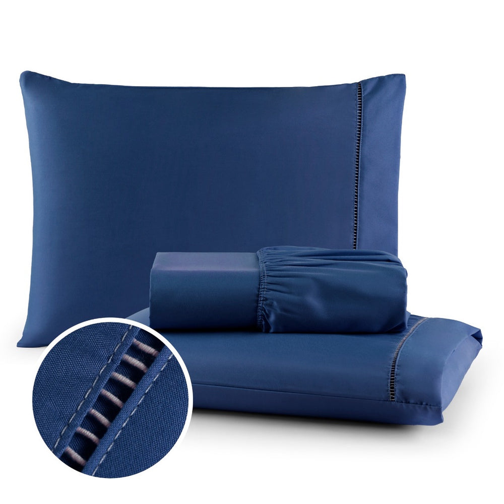 Jogo de Lençol  - 03 Peças 400 Fios - Micropercal Ponto Palito